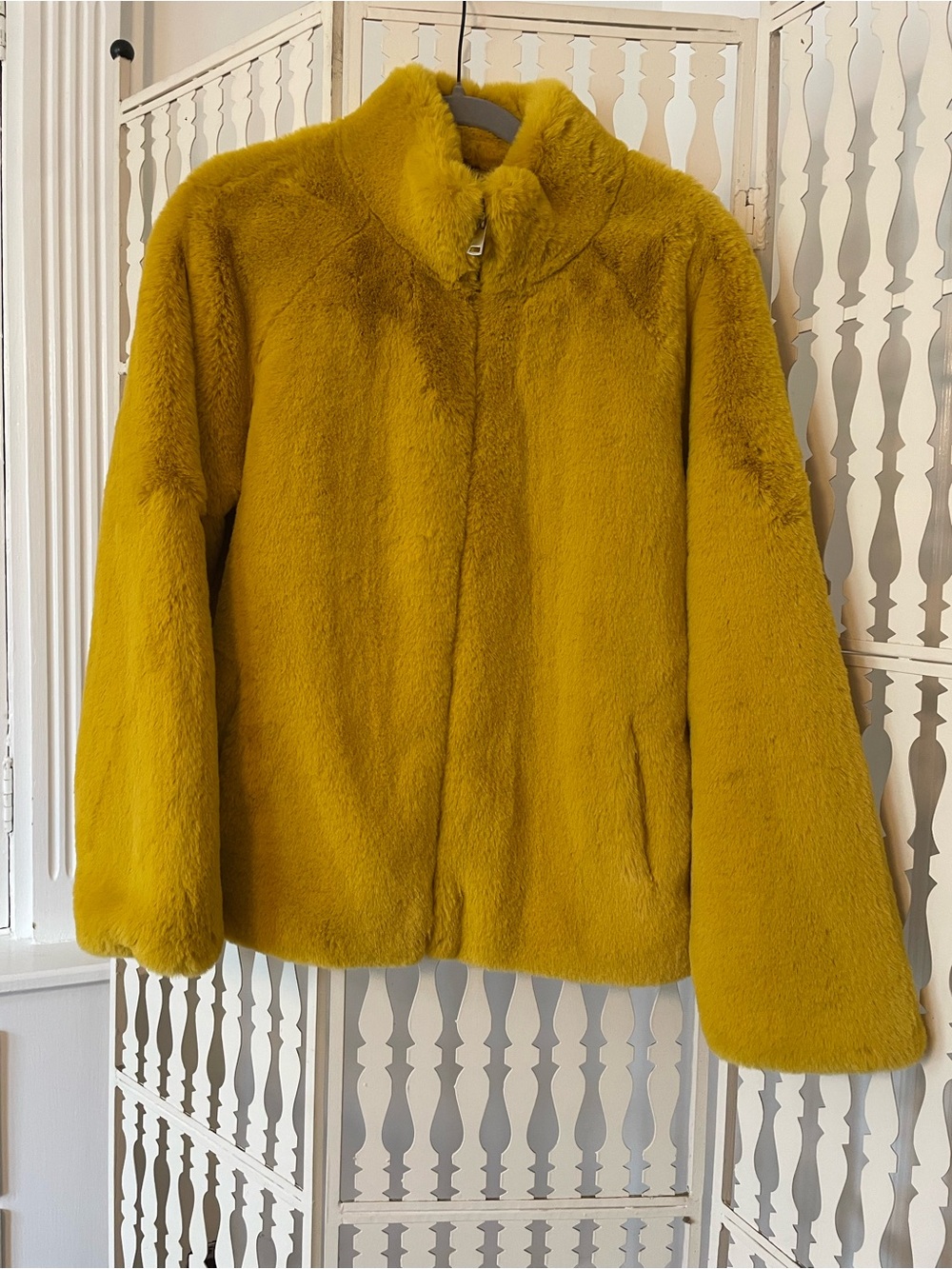 Love Token NWOT Yellow Faux Fur Jacket